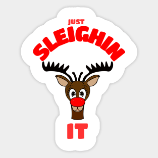 REINDEER Merry Christmas Just Sleighin In Sticker